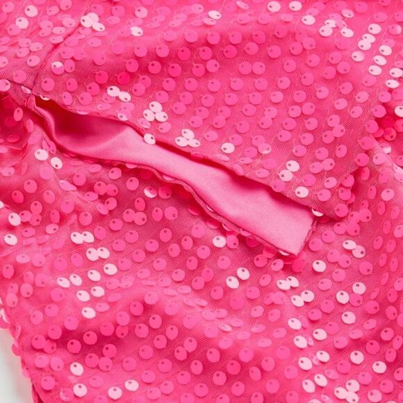 H&M Sequined Shirt Dress Cerise Festive New Barbiecore - Picture 7 of 8